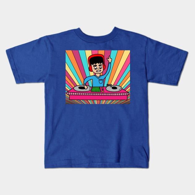 DiscJockey Retro DJ Music Producer Kids T-Shirt by flofin